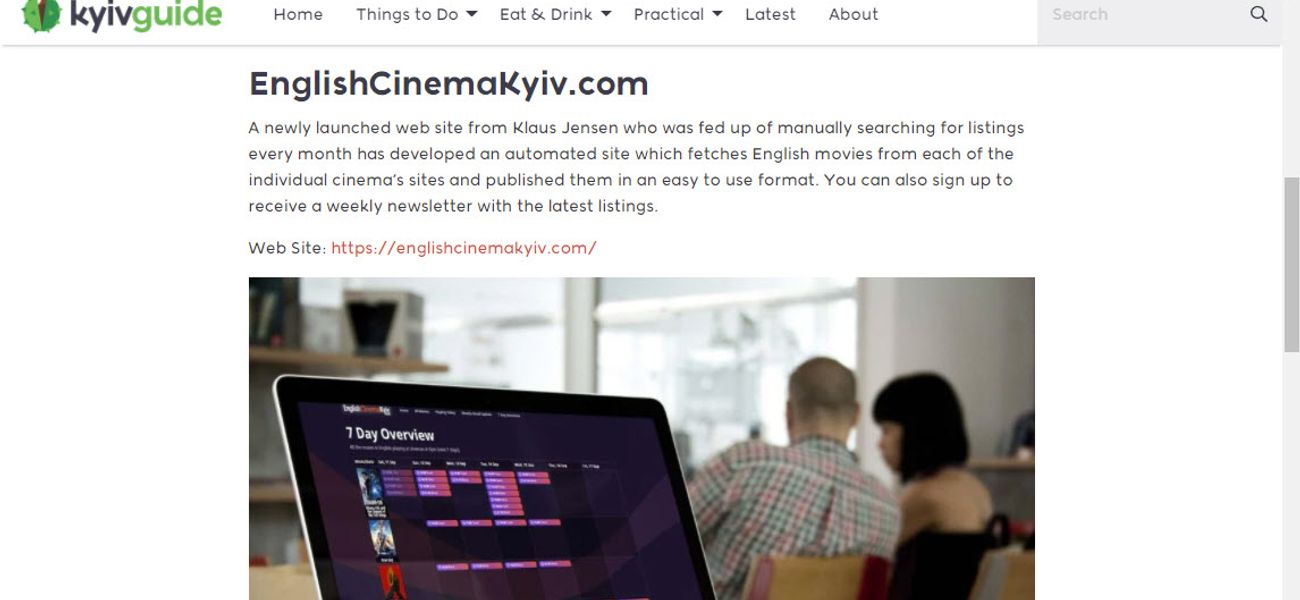 English Cinema Kyiv mentioned in Kyivguide